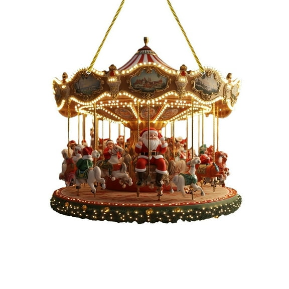 Utoimkio Cute Carousel Christmas Ornaments 2024 Christmas Gifts for Kids Christmas Tree Ornaments,Acrylic Xmas Tree Hanging Decor Party Supplies