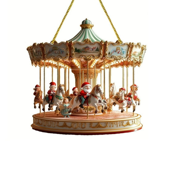 Utoimkio Cute Carousel Christmas Ornaments 2024 Christmas Gifts for Kids Christmas Tree Ornaments,Acrylic Xmas Tree Hanging Decor Party Supplies