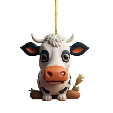 Utoimkio Cute Cow Pendants Christmas Ornaments 2024 Christmas Tree Decorations Pendant Christmas Tree Ornaments,Acrylic Xmas Tree Hanging Decor Party Supplies