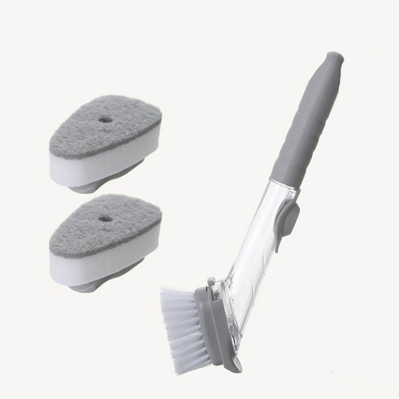 Utoimkio Dish Brush with Soap Dispenser Dish Scrubber with 2 Replaceable Heads,Kitchen Dish Scrub Brush with Long Handle Dish Cleaning Brush Dish Wand for Dishes,Pots,etc