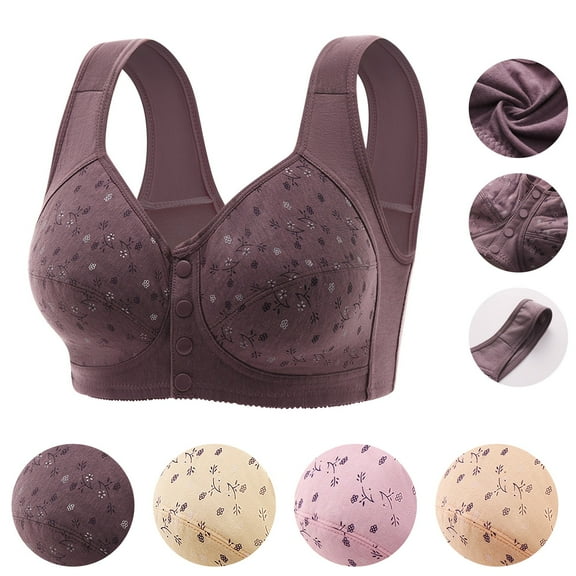 Utoimkio Front Closure Bras for Older Women Comfort Breathable Full Coverage Wireless Bras for Women No Underwire Everyday Bras