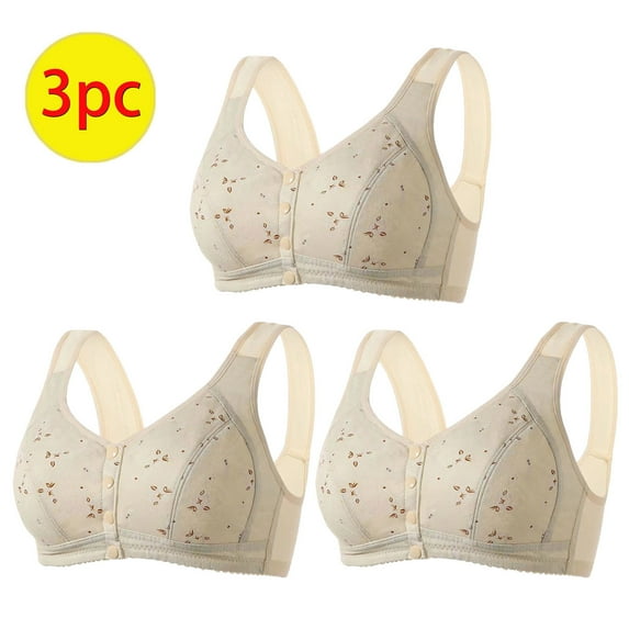 Utoimkio Front Closure Wireless Bras for Women 3 Pack Comfort Full Coverage Bras for Women No Underwire Everyday Bras