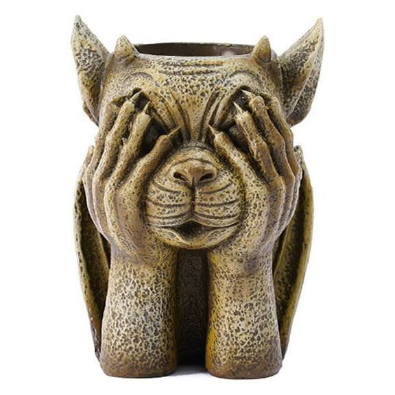 Utoimkio Garden Monsters Head Statue Plant Pot,Garden Decor Status Flower Pot for Outdoor Garden