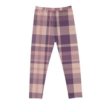 Utoimkio Girls Plaid Printed Stretch Leggings Soft Comfortable Ankle Length Pants Leggings for Kid Little Girls 3-8 Years