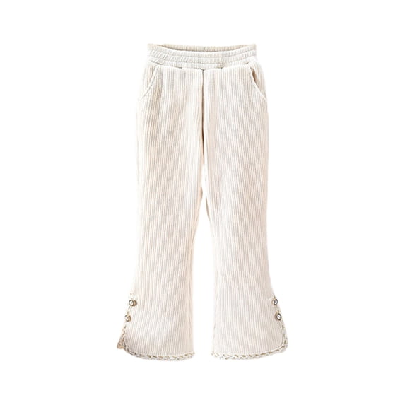 Utoimkio Girls Ribbed Flared Pants Cotton Ruffle Leggings Elastic Waist Bell Bottom Lounge Pants for Girls 4-9 Years