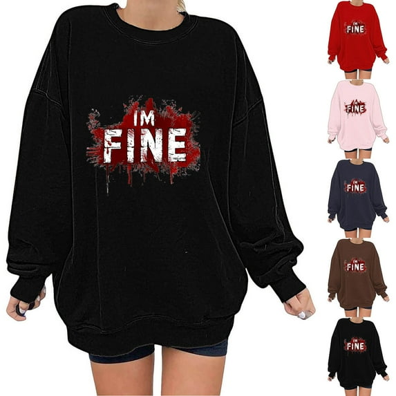Utoimkio Halloween Oversized Sweatshirts for Women Graphic Print Sweater Cute Long Sleeve Shirt Fall Pullover Tops for Women