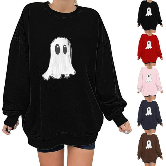 Utoimkio Halloween Oversized Sweatshirts for Women Graphic Print Sweater Cute Long Sleeve Shirt Fall Pullover Tops for Women
