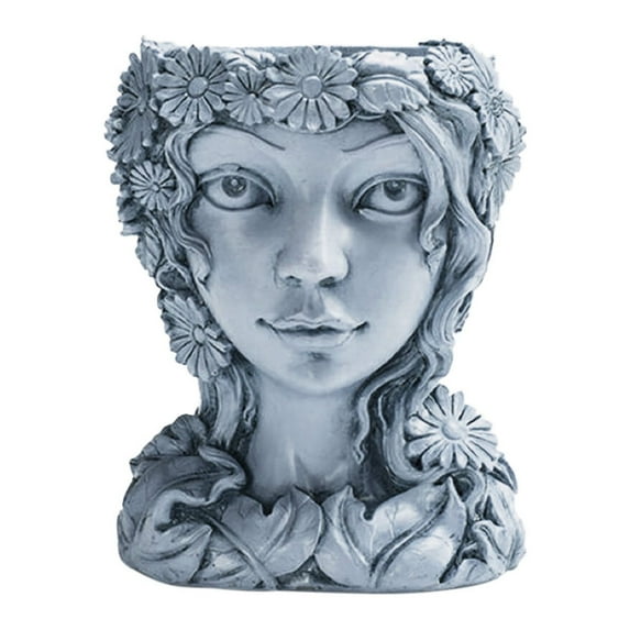 Utoimkio Head Planter Face Flower Pot Cute Plant Pot,Goddess Statue Planter Decorative Girl Portrait Planter Indoor Outdoor Girl Face Flower Vase Container Planter
