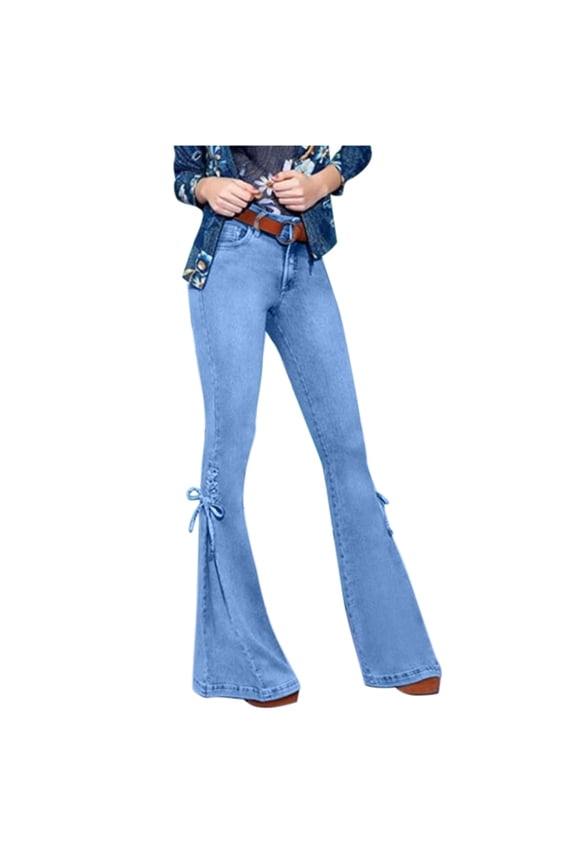 High Waisted Bell Bottom Jeans for Women Flare Stretch Wide Leg Denim Pants for Women