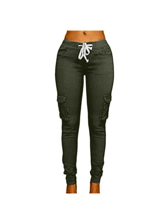 High Waisted Yoga Leggings for Women Tummy Control Drawstring Workout Athletic Running Yoga Pants for Women with Pockets