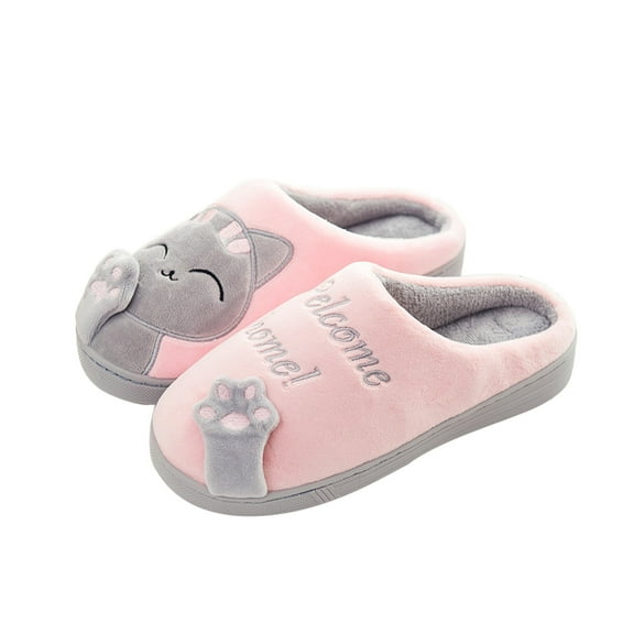 Utoimkio House Slippers for Women Cotton Slippers Indoor Winter Couples Home Caicai Cats Warm Plush Non Slip Slippers