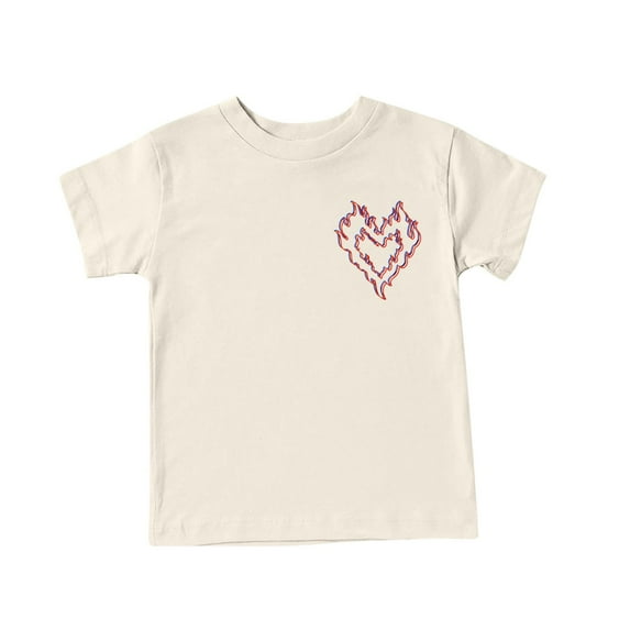 Utoimkio Clearance Kids Boys Girls Casual Heart Print Short Sleeve T-Shirts Summer Casual Crewneck Tee Tops for Boys Girls 4-16 Years