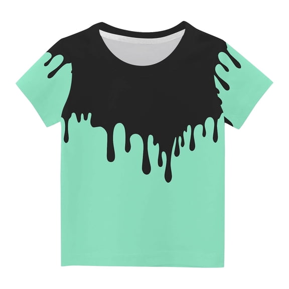 Utoimkio Kids Boys Girls Casual Short Sleeve Tops Crewneck T-Shirts Summer Casual Tee Tops for Boys Girls 3-14 Years