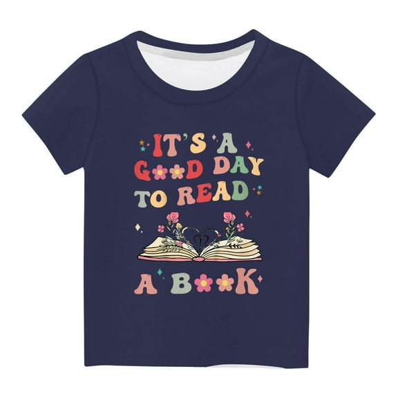 Utoimkio Kids Boys Girls Cute Print Short Sleeve T-Shirts Summer Casual Crewneck Tee Tops for Boys Girls 3-14 Years