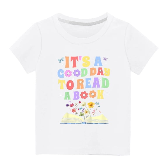 Utoimkio Kids Boys Girls Cute Print Short Sleeve T-Shirts Summer Casual Crewneck Tee Tops for Boys Girls 3-14 Years