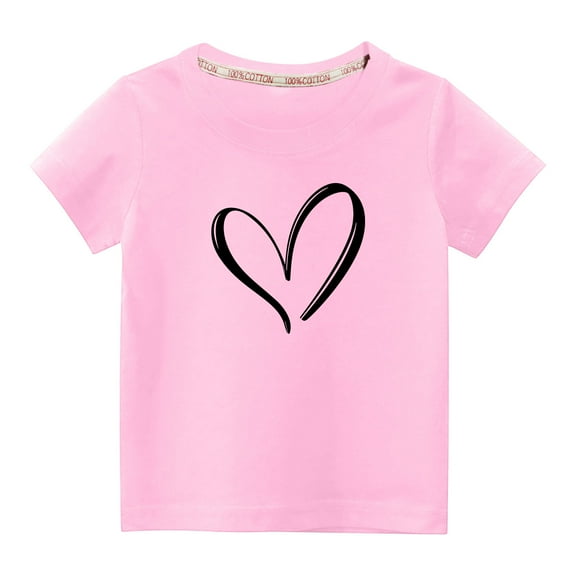 Utoimkio Kids Boys Girls Heart Graphic Tees Short Sleeve Crewneck T-Shirts Summer Casual Tops for Boys Girls 3-10 Years