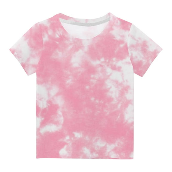 Utoimkio Kids Boys Girls Tie Dye Print Short Sleeve T-Shirts Summer Casual Crewneck Tee Tops for Boys Girls 3-14 Years