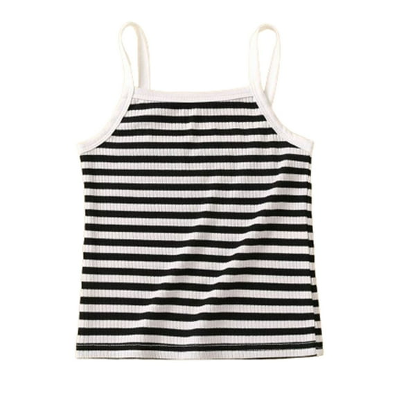 Utoimkio Little Girls Sleeveless Halter Tank Tops Striped Print Vest Summer Girls Cotton Lounge Tops