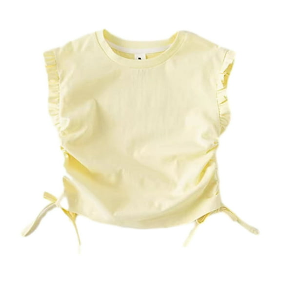 Utoimkio Little Girls Sleeveless Ruffled Tank Tops Summer Crewneck Vest for Girls 1-8 Years