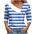 thumbnail image 1 of Utoimkio Long Sleeve Blouses for Women Plus Size V Neck Shirts Casual Striped Print Lightweight Loose Fit Tee Tops for Women, 1 of 5