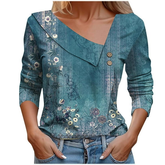 Utoimkio Long Sleeve Blouses for Women Plus Size V Neck Shirts Casual Striped Print Lightweight Loose Fit Tee Tops for Women