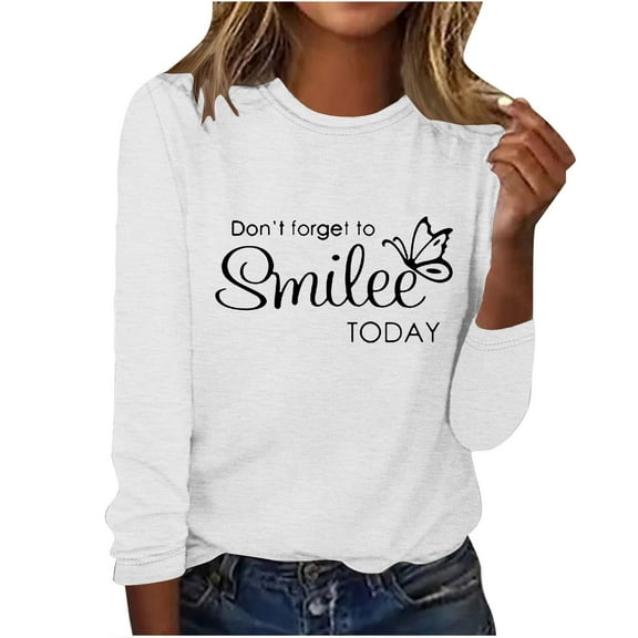 Utoimkio Long Sleeve Fall Tops for Women Oversized 2025 Crewneck Casual Floral Print Shirts Blouses for Women