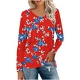 thumbnail image 1 of Utoimkio Long Sleeve Tunic Tops for Women Plus Size V Neck Casual Floral Print Shirts Loose Fit Lightweight Tee Blouses for Women, 1 of 4
