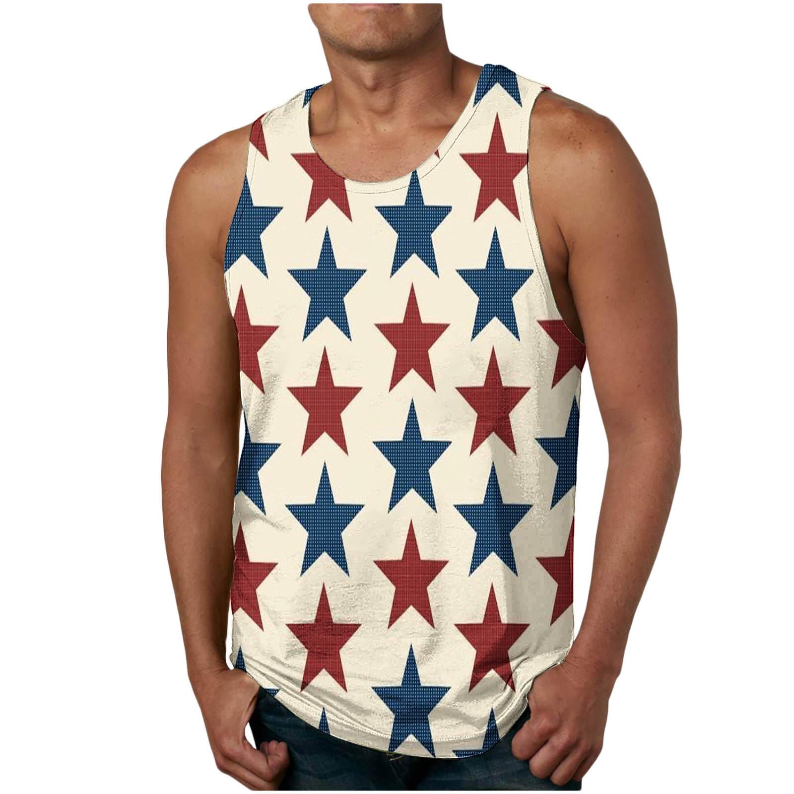 Women's American Flag Tank Top - Sunflower Star Print Patriotic Sleeveless Vest - 4th Of July Summer Tops - Red White Blue - View #3