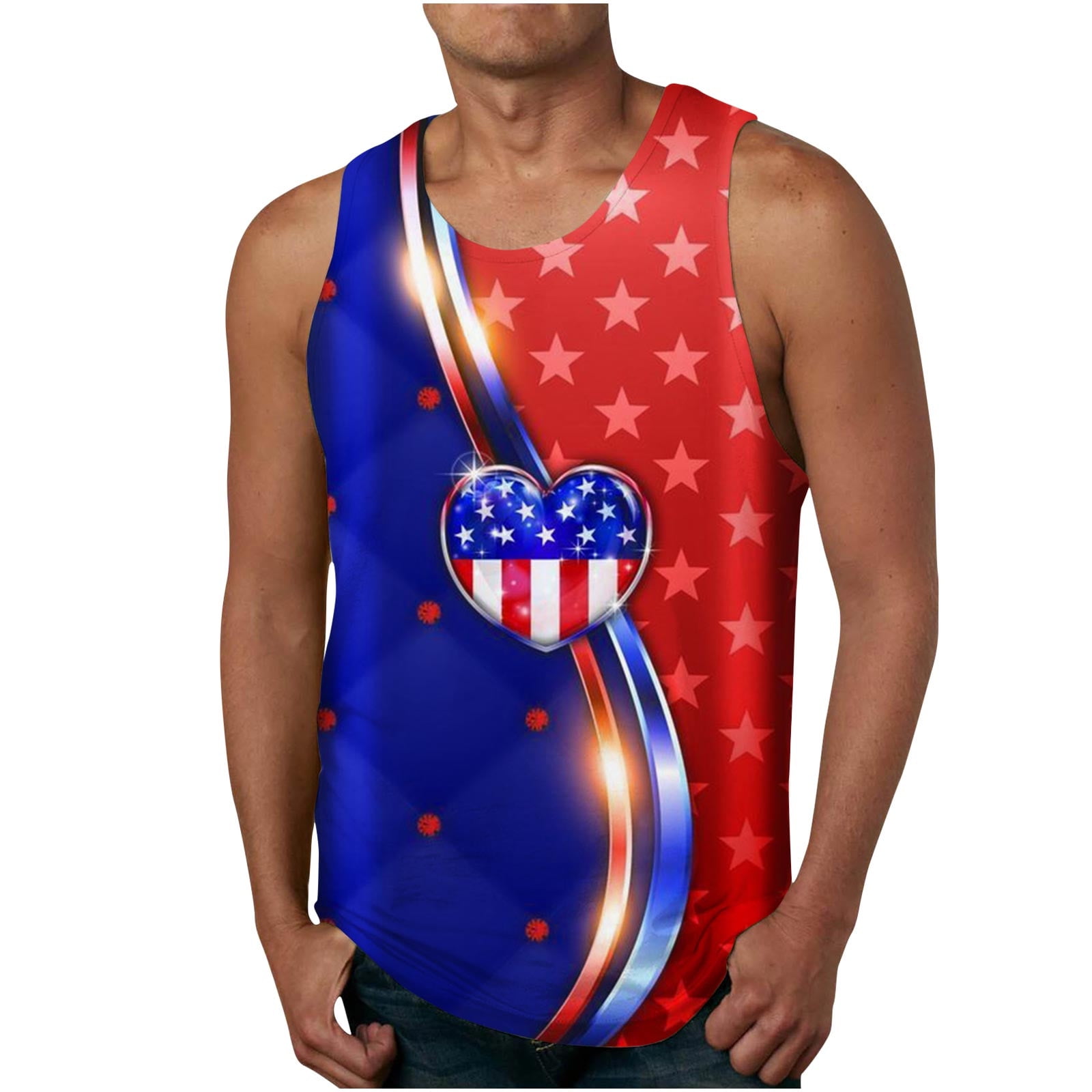 Utoimkio Clearance Men's American Flag Tank Tops 4th of July Sleeveless ...