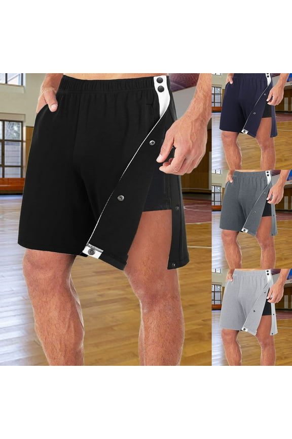 Men's Side Split Athletic Shorts Casual Summer Loose Sweat Shorts Elastic Waist Lounge Running Shorts with Pockets
