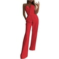 thumbnail image 1 of Utoimkio Off Shoulder Jumpsuits for Women Summer Bib Overalls Elegant Rompers Playsuits with Pockets, 1 of 9