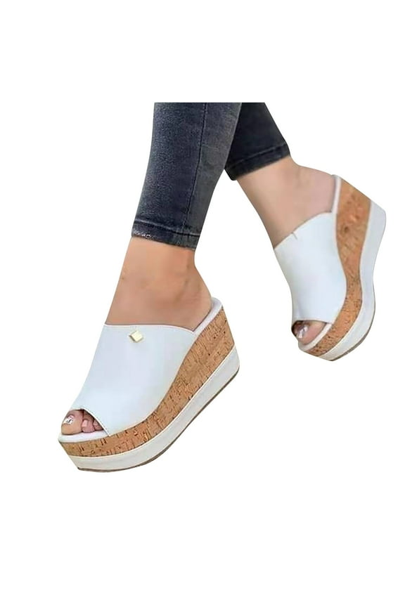 Wedge Sandals for Women Dressy Summer Womens Slope Heel Thick Bottom Flip Flop Solid Shoes Sandals