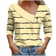 thumbnail image 1 of Utoimkio Plus Size Tops for Women Long Sleeve V Neck T Shirts Spring Fall Casual Striped Print Tee Blouses for Women, 1 of 5