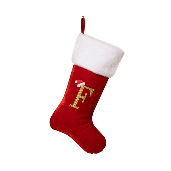 Utoimkio Red and White Initial Christmas Stockings with Letters,Cute 26 Letters Christmas Ornaments Indoor Christmas Decorations Party Supplies Christmas Decor