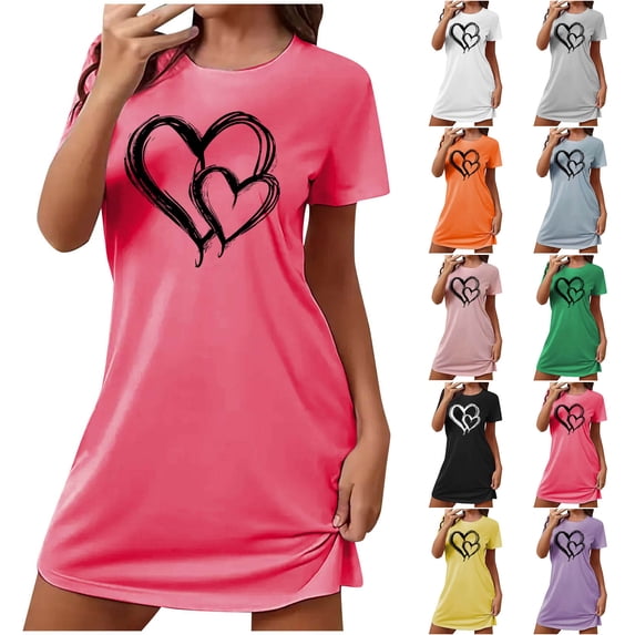 Utoimkio Short Sleeve Nightgowns for Women Plus Size Soft Sleepshirt Casual Print Scoop Neck Nightshirts Casual Loungewear