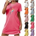 thumbnail image 1 of Utoimkio Short Sleeve Sleep Shirts for Women Plus Size Nightgown for Sleeping Soft Casual Print Sleepwear Pullover Nightdress for Women, 1 of 7