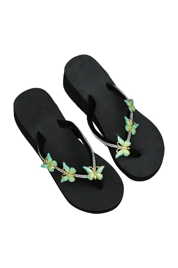 Slide Sandals for Women Women Rhinestone Slope Heel Open Toe Bow-Knot Slippers Clip Toe Shoes Comfy Sandals Casual Comfortable Beach Sandals Flip Flop Shoes