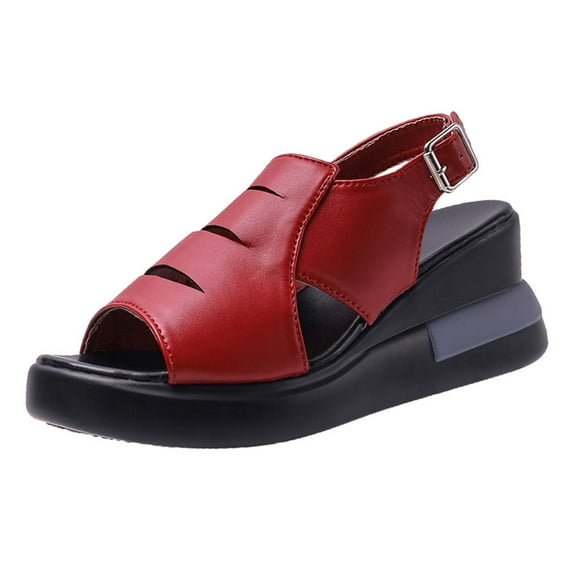 Utoimkio Slide Sandals for Women Sandals for Women Dressy Summer Ladies Open Toe Vintage Wedge Platform Shoes