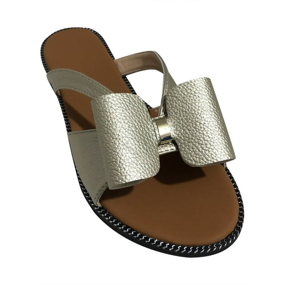 Utoimkio Slide Sandals for Women Stretch Orthotic Slide Sandals Sandals Woven Beach Wedge Slippers Bow Shoes