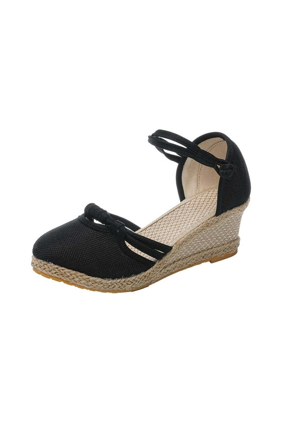 Slide Sandals for Women Womens Closed Toe Wedges Shoes Platform Slingback Mid Low Heel Canvas Dress Sandals