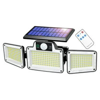 Utoimkio Solar Motion Sensor Lights with Remote Control,IP65 Waterproof LED Solar Outdoor Wall Lights,3 Heads Solar Flood Security Light with 3 Modes for Porch Garage Garden Yard Patio