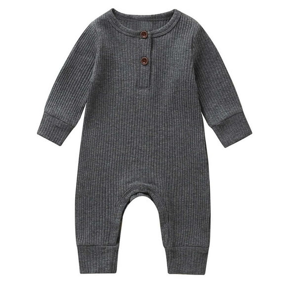 Utoimkio Solid Unisex Baby Boy Girl Rompers Long Sleeve Jumpsuit Summer Overall Clothes for Infant Boys Girls