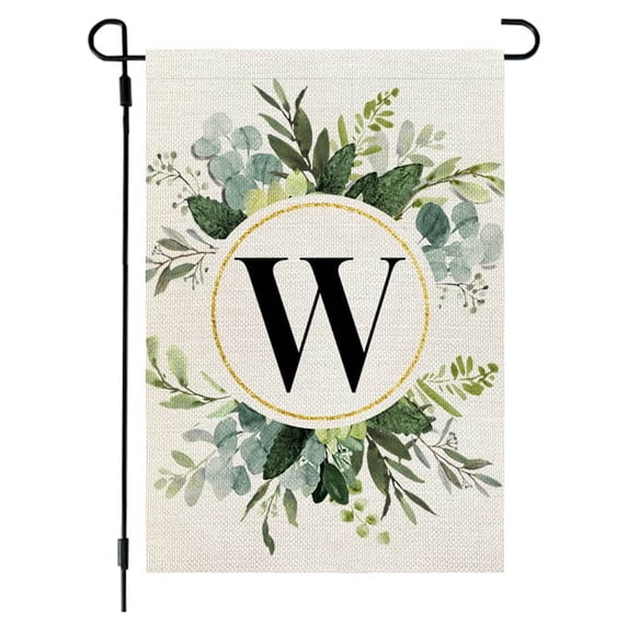 Utoimkio Spring Letter Garden Flags for Outside,12x18 Inch Double Sided Floral Print Initial Garden Flags for Yard Patio Garden Spring Outdoor Decorations