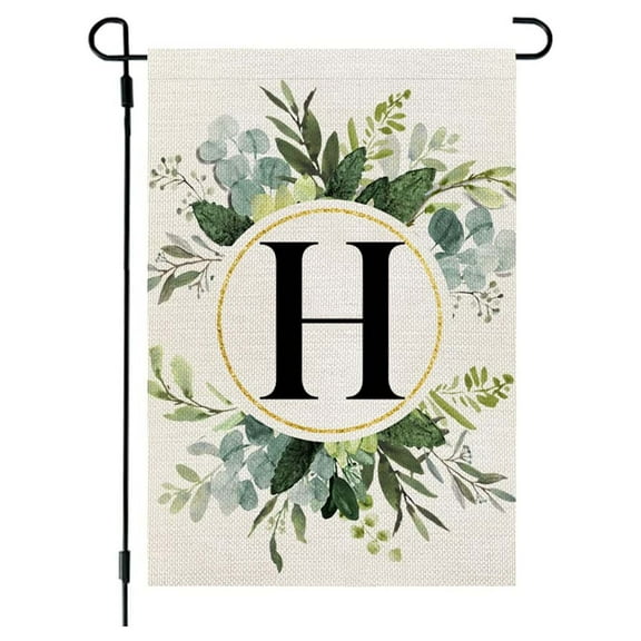 Utoimkio Spring Letter Garden Flags for Outside,12x18 Inch Double Sided Floral Print Initial Garden Flags for Yard Patio Garden Spring Outdoor Decorations