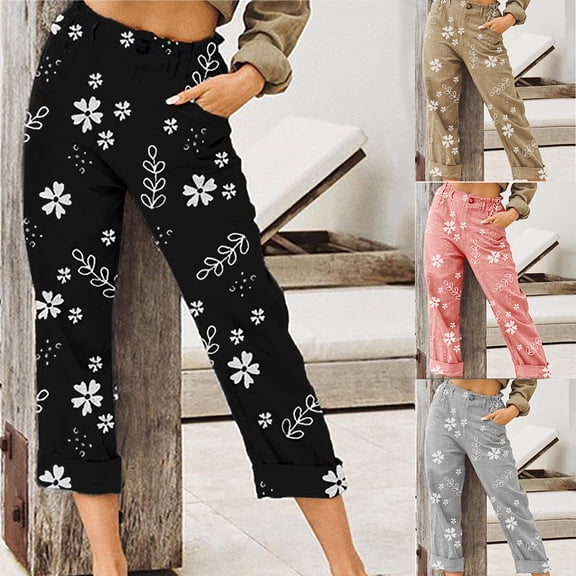Utoimkio Straight Leg Capris for Women Summer Casual Loose Jogger Sweat Pants High Waisted Cropped Yoga Pants for Women with Pockets