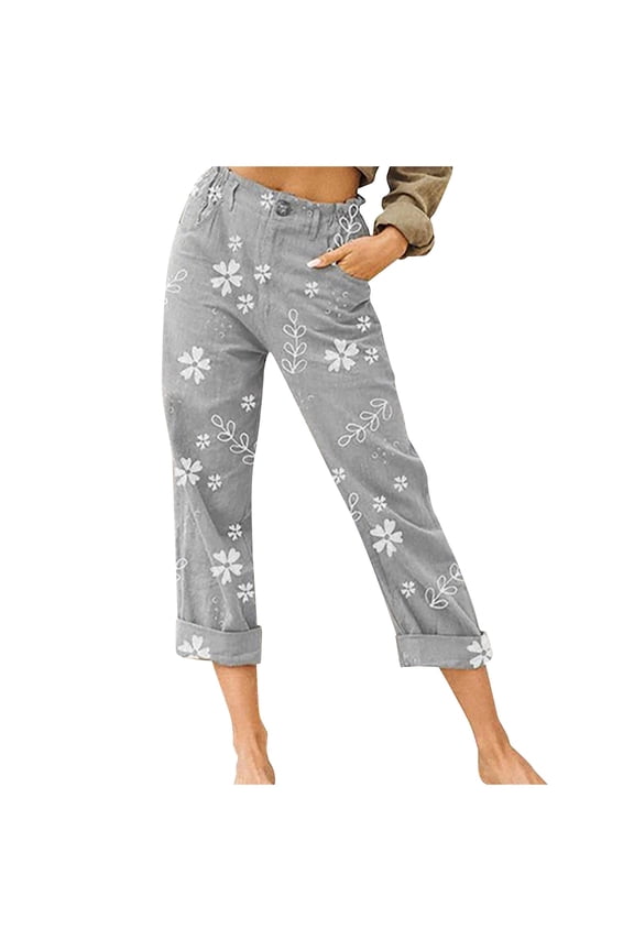 Straight Leg Capris for Women Summer Casual Loose Jogger Sweat Pants High Waisted Cropped Yoga Pants for Women with Pockets