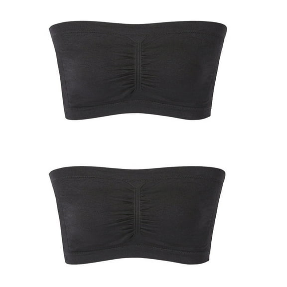 Utoimkio Strapless Bras for Women 2 Pack Wireless Bandeau Bra Wireless Tube Top Bras for Women