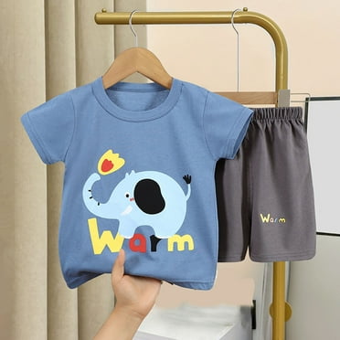 Utoimkio Clearance Toddler Baby Boy Girls 2Pcs Summer Outfits Kids Cute Print Clothes Short Sleeve T-Shirt Tops & Shorts Two Piece Set