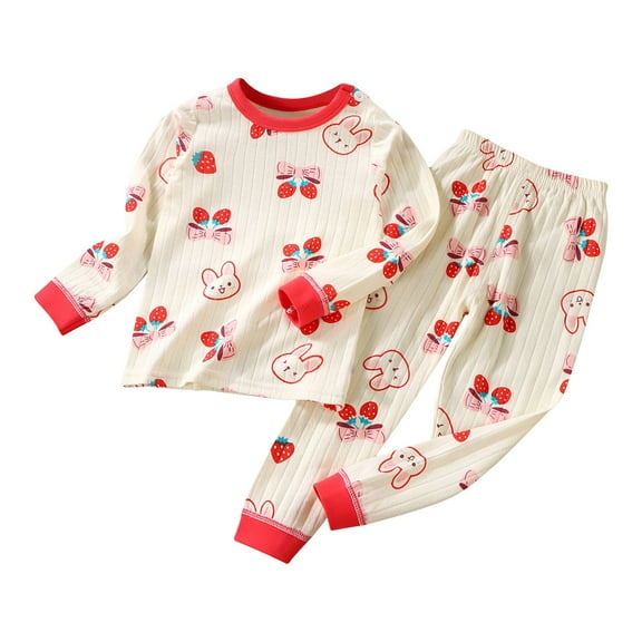 Utoimkio Toddler Baby Boy Girls Pajama Set Kids Long Sleeve Crewneck Pullover Tops & Pjs Pants Set Fall Winter Sleepwear Clothes