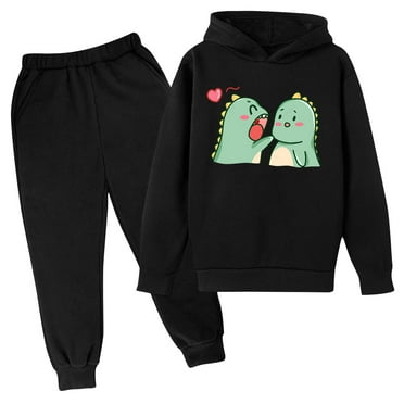 Utoimkio Clearance Toddler Baby Boy Girls Winter Clothes Set Long Sleeve Dinosaur Print Hoodie Sweatshirt Pants Fall Winter Outfit Sets